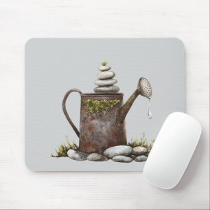 Rustikale Wasserkanne Steine Frühling Mousepad