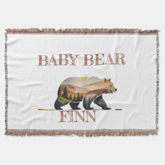Rustikale Watercolor Baby Bear Silhouette mit der Decke