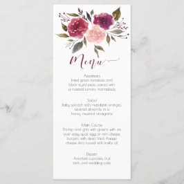 Rustikale Watercolor Burgund Pink Floral Menu Card Menükarte