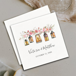 Rustikale Watercolor Floral Lantern Hochzeit Serviette