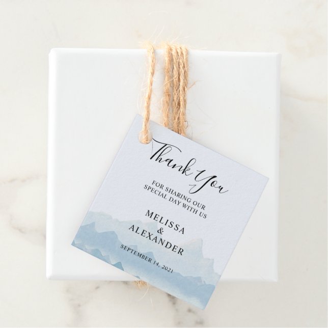 Rustikale Watercolor Gebirgskette Hochzeit Vielen  Geschenkanhänger (Beispiel)