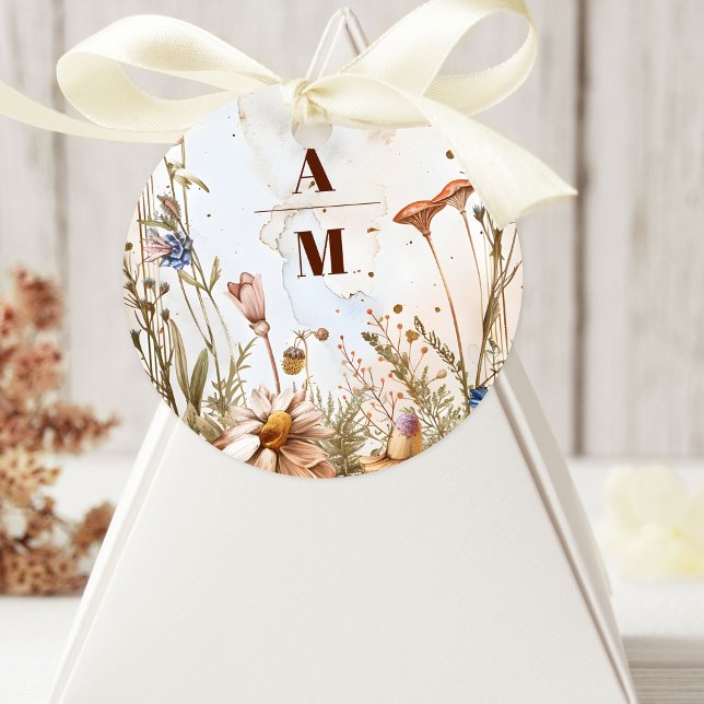 Rustikale Watercolor-Hochzeit Runder Aufkleber (Von Creator hochgeladen)