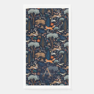 Rustikale Watercolor Woodland Tiere Bäume Weihnach Serviette