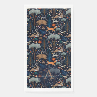 Rustikale Watercolor Woodland Tiere Bäume Weihnach Serviette