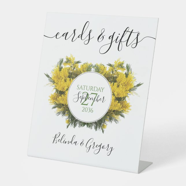 Rustikale Wattle Acacia Wedding Cards & Gifts Sockelschild (Vorderseite)
