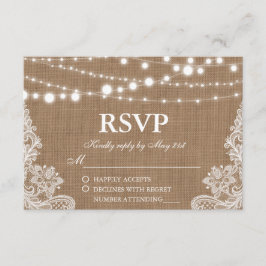 Rustikale Wedding Burlap String Lights Lace RSVP K Karte