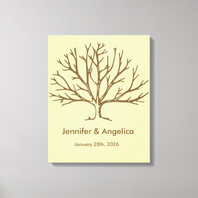 Rustikale Wedding Fingerprint Tree Canvas Print Leinwanddruck (Vorderseite)