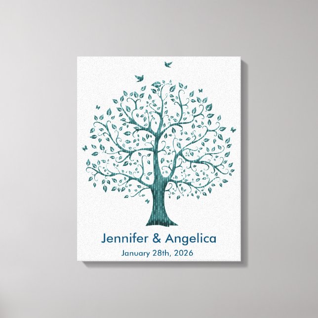 Rustikale Wedding Fingerprint Tree Canvas Print Leinwanddruck (Vorderseite)