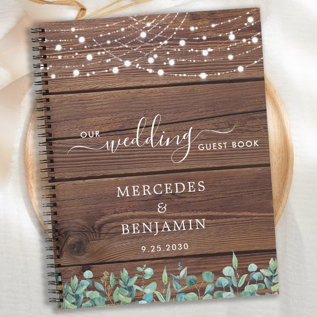Rustikale Wedding Guest Book Greenery String Light Notizbuch (Von Creator hochgeladen)