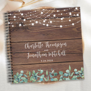 Rustikale Wedding Guest Book String Lights Eucalyp Notizbuch
