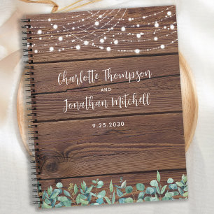 Rustikale Wedding Guest Book String Lights Grüne Notizbuch