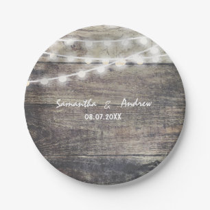 Rustikale wedding Holz- und Schnurlichter Pappteller