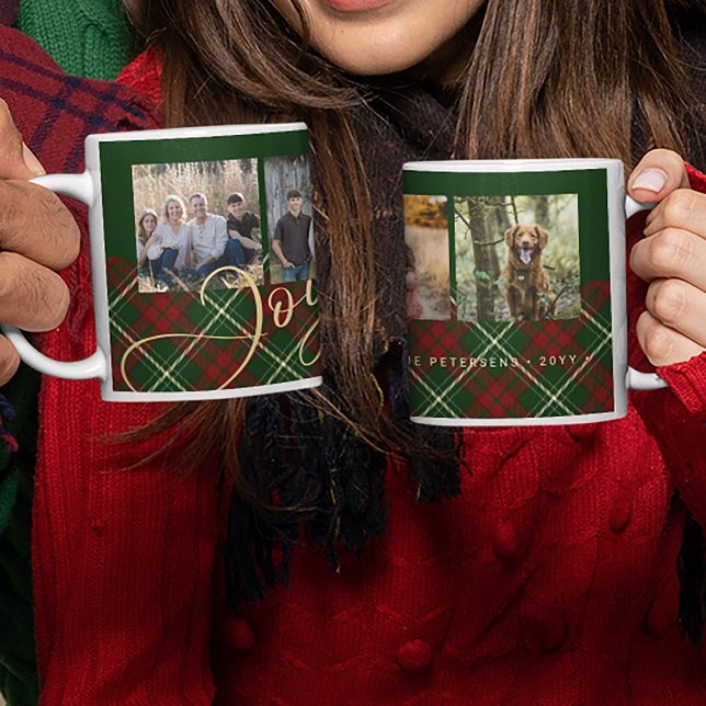Rustikale Weihnachten 4 Fotos fröhliches Familieng Kaffeetasse (Von Creator hochgeladen)