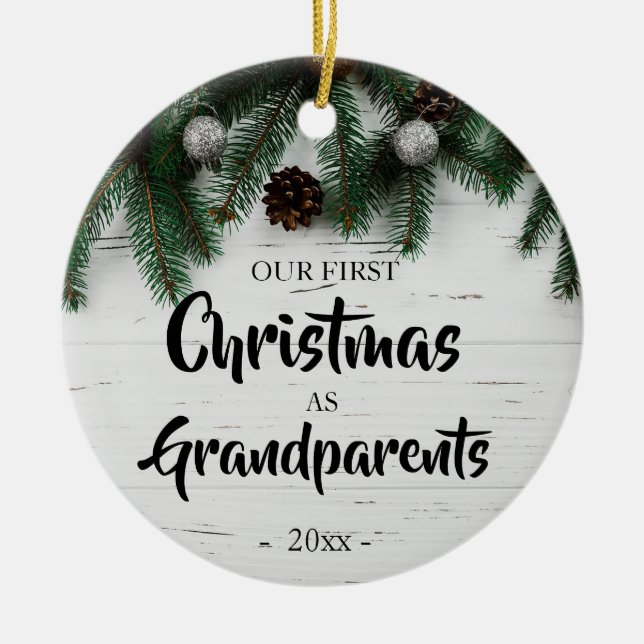 Rustikale Weihnachten als Großeltern Keramik Ornament (Vorne)