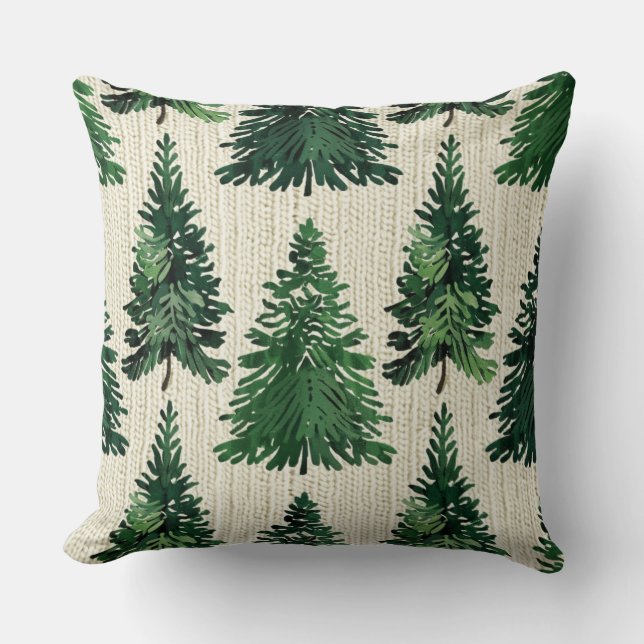 Rustikale Weihnachten Evergreen Trees Kissen (Vorderseite)
