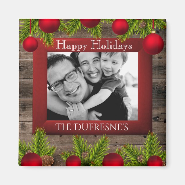 Rustikale Weihnachten mit Foto Magnet (Vorne)