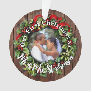 Rustikale Weihnachten Mr. Couple Wedding Foto Ornament