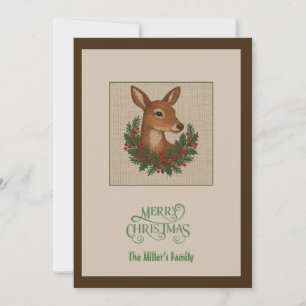 Rustikale Weihnachten Winter Hirsch mit Kranz