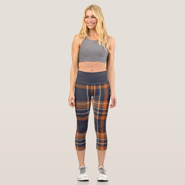 Rustikale Weihnachten/Winter kariert Capri Leggings (Vorderseite)