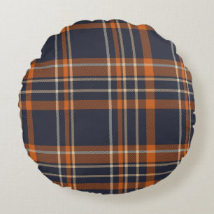 Rustikale Weihnachten/Winter kariert Rundes Kissen