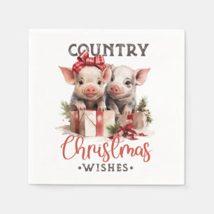 Rustikale Weihnachten wünscht Niedliches Schwein Serviette