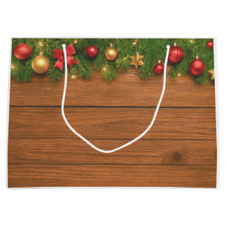 Rustikale Weihnachts-Geschenktasche – Anpassbare F Große Geschenktüte
