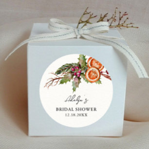 Rustikale Weihnachts-Hochzeitsdusche Geschenk  Runder Aufkleber