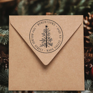 Rustikale Weihnachts-Pine-Tannen-Rücksendeadresse  Permastempel