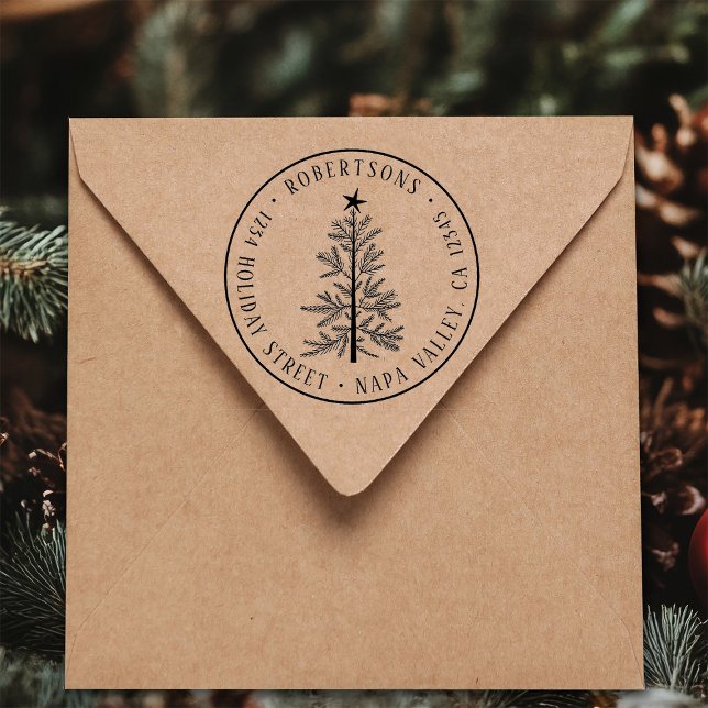 Rustikale Weihnachts-Pine-Tannen-Rücksendeadresse  Permastempel (Von Creator hochgeladen)
