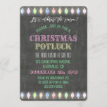 Rustikale Weihnachts Potluck Chalkboard String Lig Einladung<br><div class="desc">Rustikale Weihnachts Potluck Chalkboard String Lights. Ein buntes und fröhliches Design,  um Ihren Freund zur Feier der Saison einzuladen! Verwenden Sie das Tool Anpassen,  um Ifo hinzuzufügen,  Änderungen vorzunehmen. Für passende Artikel,  besuchen Sie bitte meine Weihnachts-Potluck-Sammlung.</div>