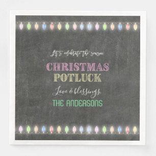 Rustikale Weihnachts Potluck Chalkboard String Lig Serviette