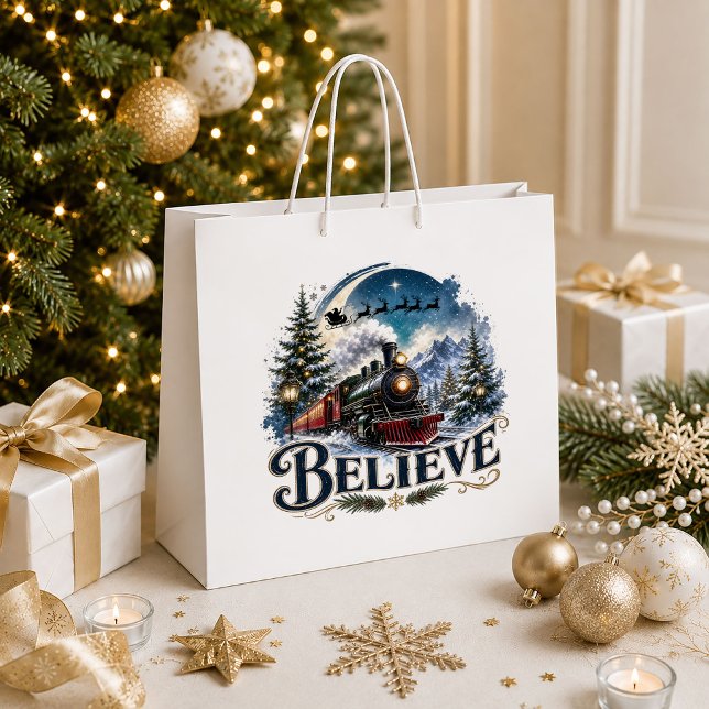 Rustikale Weihnachts-Vintage-Geschenktüten-Design Große Geschenktüte (Rustic Christmas Vintage Holiday Gift Bag Design

)