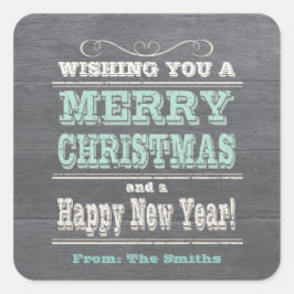 Rustikale Weihnachtsaufkleber "Green Custom" Quadratischer Aufkleber