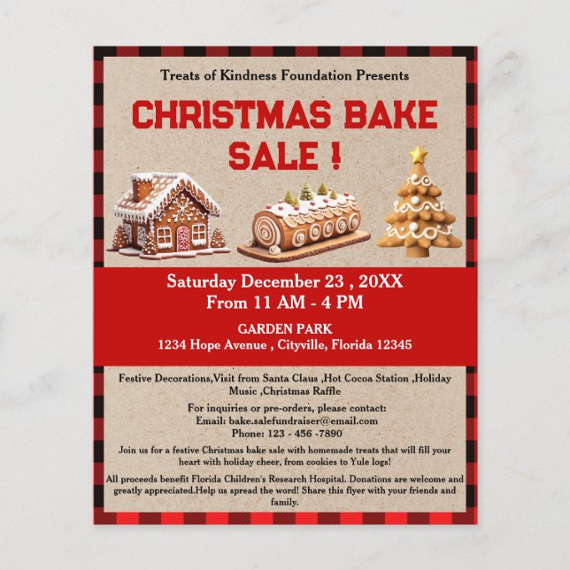 Rustikale Weihnachtsbake Sale Fundraiser Flyer (Vorne)