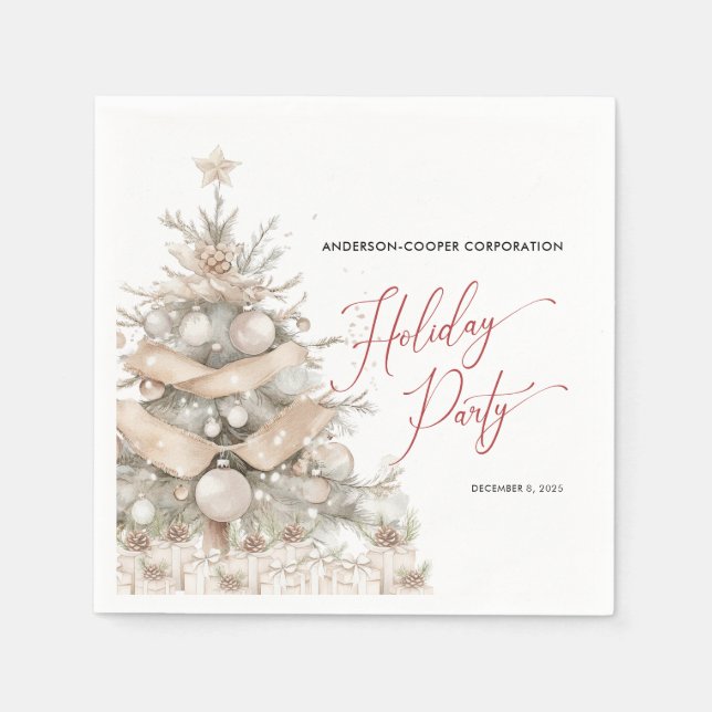 Rustikale Weihnachtsbaum Corporate Holiday Party Serviette (Vorderseite)