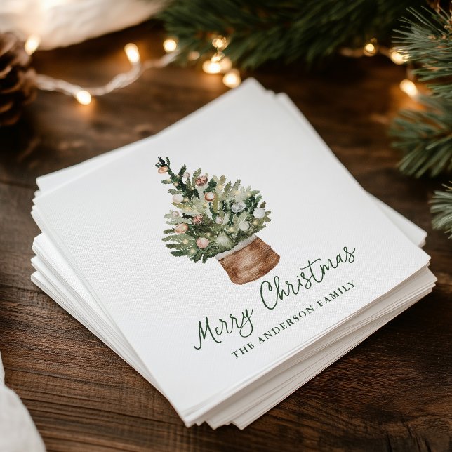 Rustikale Weihnachtsbaum-Ornamente Neutrale Feiert Serviette (Von Creator hochgeladen)