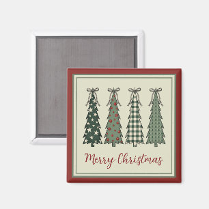Rustikale Weihnachtsbäume Personalisiert Magnet