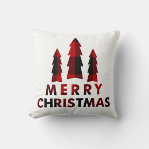 Rustikale Weihnachtsbäume Roter Buffalo Karo Kissen