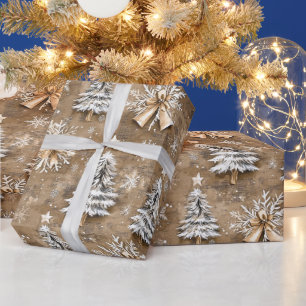 Rustikale Weihnachtsbäume und -bäume Geschenkpapier