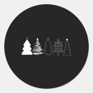 Rustikale Weihnachtsbäume Winterwald Minimalistisc Runder Aufkleber