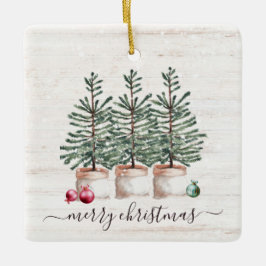 Rustikale Weihnachtsbaumen Frohe Weihnachten Keramikornament