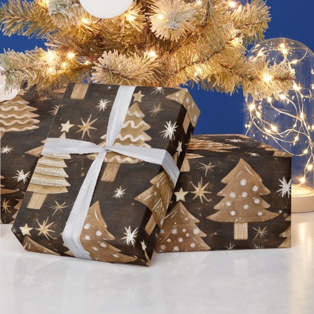 Rustikale Weihnachtsbaumen Geschenkpapier (Feiertage)