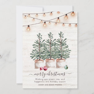 Rustikale Weihnachtsbaumkarte mit Gruß Feiertagskarte