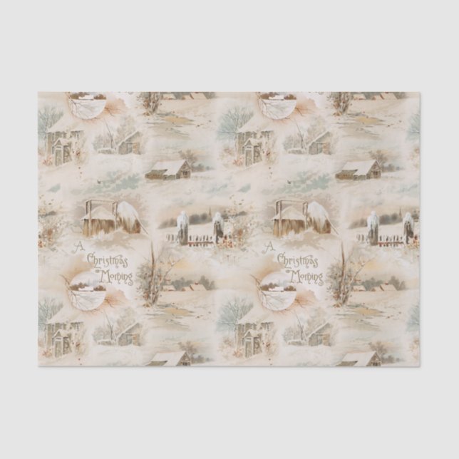 Rustikale Weihnachtsbauten im Winter Seidenpapier (Vorderseite)