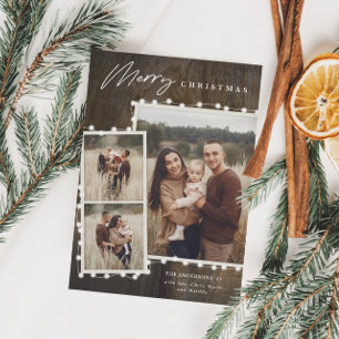Rustikale Weihnachtsbeleuchtung 3 Foto Collage Url Magnetkarte