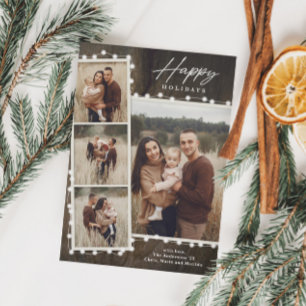 Rustikale Weihnachtsbeleuchtung 4 Foto Collage Url Magnetkarte