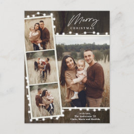 Rustikale Weihnachtsbeleuchtung 4 FotoCollage Feiertagspostkarte