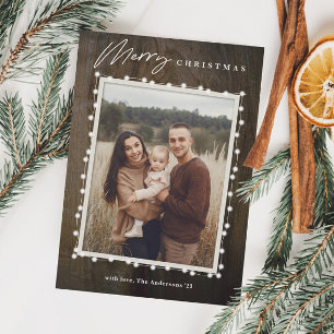 Rustikale Weihnachtsbeleuchtung Foto Feiertagskarte