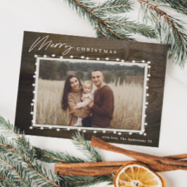 Rustikale Weihnachtsbeleuchtung Foto Urlaubskarte Feiertagskarte