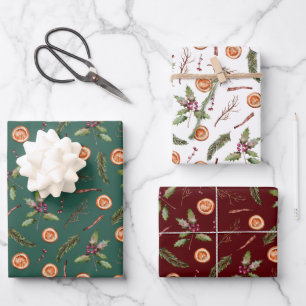 Rustikale Weihnachtsbotanicals Wrapping Paper Shee Geschenkpapier Set